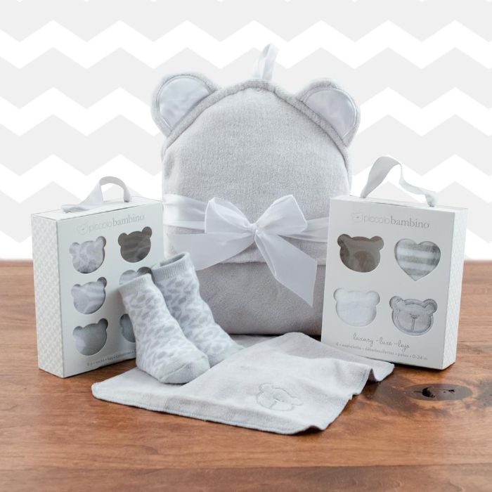 Squeaky Clean Baby Washcloths, Hooded Towel and Socks Gift Set