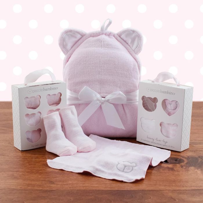 Squeaky Clean Girl Washcloths, Hooded Towel and Socks Gift Set